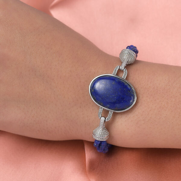 Lapislazuli Armband ca. 19 cm Edelstahl ca. 47,51 ct image number 3