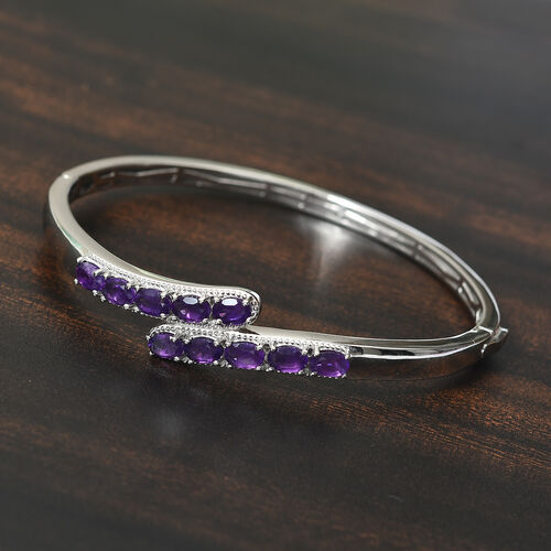 Afrikanischer Amethyst Armreif 19 cm in Reines Messing ca. 4,57 ct image number 1
