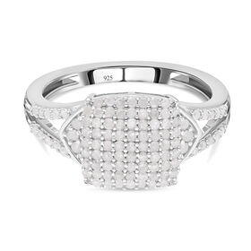 Weißer Diamant Ring, 925 Silber platiniert (Größe 19.00) ca. 0.50 ct