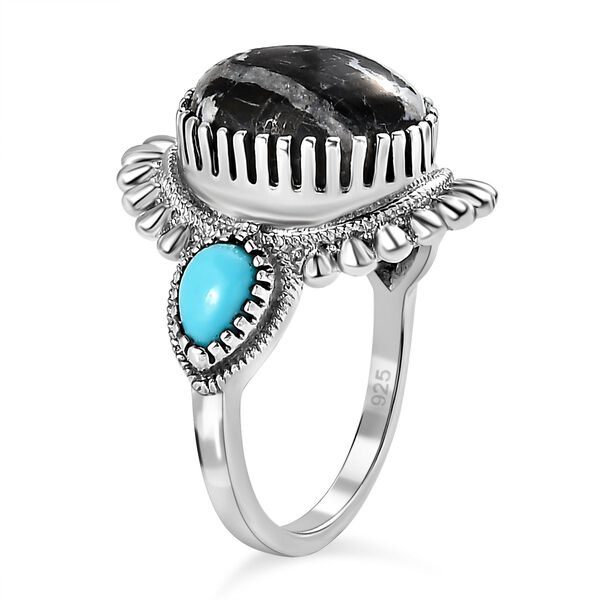 Wei&szlig;er B&uuml;ffel und Sleeping Beauty T&uuml;rkis Ring - 6,37 ct. image number 4