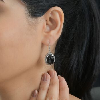 Schwarze Onyx-Ohrringe, 316L Edelstahl , ca. 5.37 ct