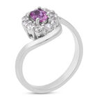 Rosa Saphir und Zirkon-Halo-Bypass-Ring, 925 Silber platiniert, 1,30 ct. image number 2