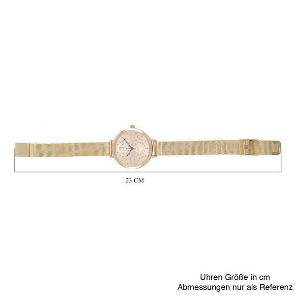 STRADA - Japanisches Uhrwerk, Wei&szlig;er Kristall, 8.5 cm 316L Edelstahl, goldfarben image number 6