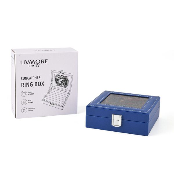 LIVMORE Schmuckbox, mit Glasfenster, 15.5 x 15.5 x 5.5 cm, Blau image number 6
