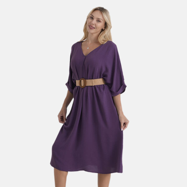 " La Marey  woven  dressesMaterial :100% polyesterOnesize  size:length:120cm bust:65cm  Weight:375g Color:purple " image number 3