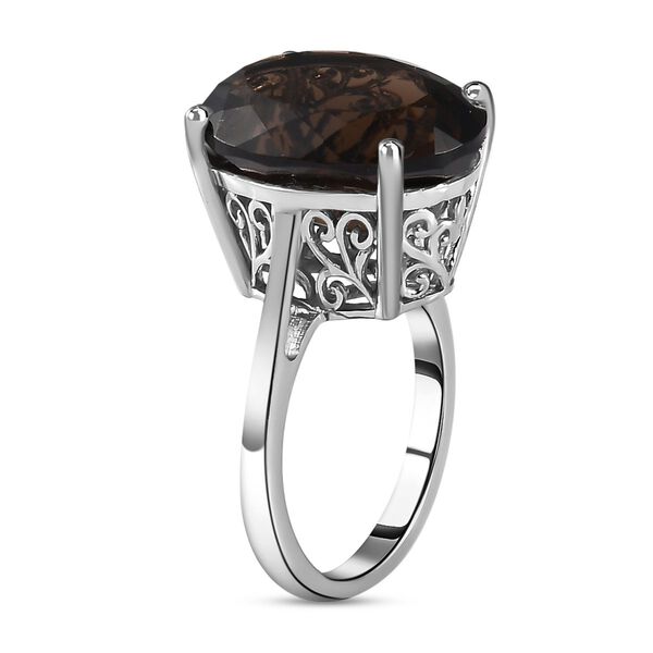 Rauchquarz Ring, 925 Silber platiniert (Größe 17.00) ca. 15,00 ct image number 5