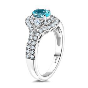 Rhapsody AAAA Paraiba Turmalin, Weißer Diamant Ring 950 Platin (Größe 19.00) ca. 1,64 ct