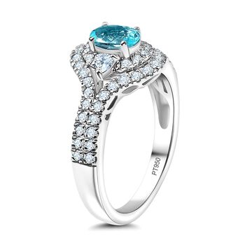 Rhapsody AAAA Paraiba Turmalin, Wei&szlig;er Diamant Ring 950 Platin (Gr&ouml;&szlig;e 19.00) ca. 1,64 ct