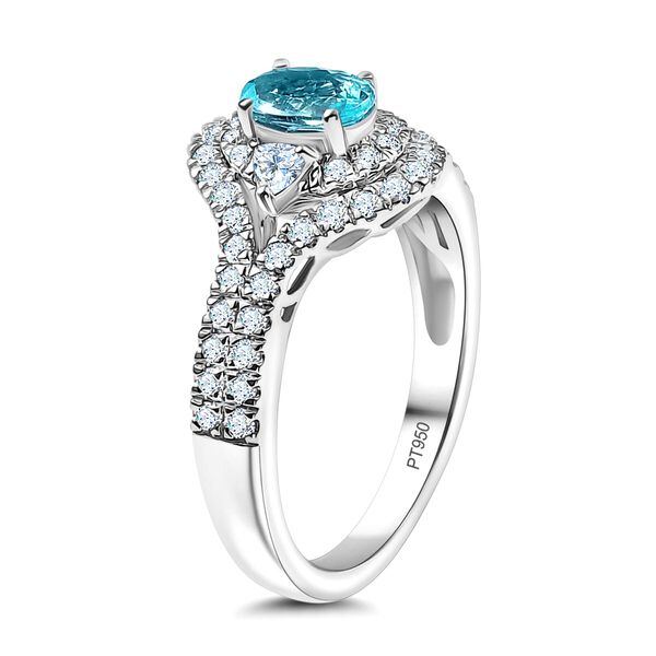 Rhapsody AAAA Paraiba Turmalin, Weißer Diamant Ring 950 Platin (Größe 19.00) ca. 1,64 ct image number 3