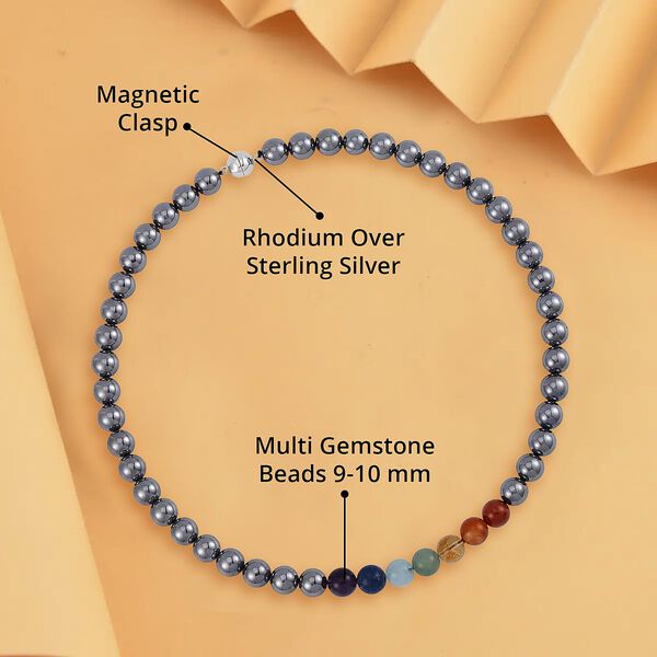 Terahertz und mehrfarbige Edelstein Halskette, 50cm - 350 ct. image number 2