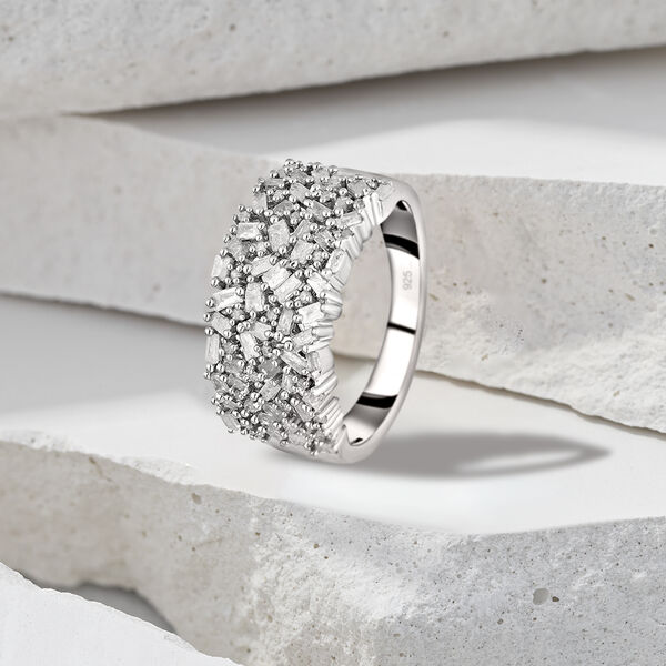 Weißer Diamant Ring 925 Silber platiniert (Größe 16.00) ca. 1.00 ct image number 1