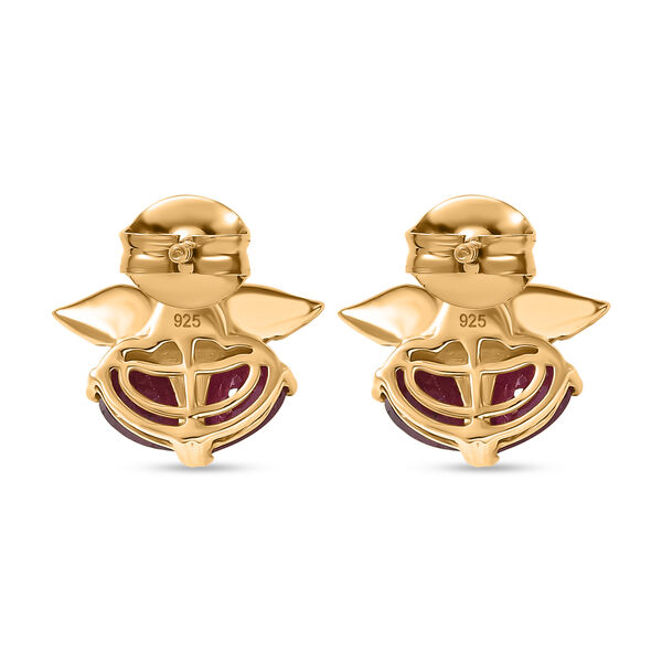 D'Joy Afrikanischer Rubin (Fissure gef&uuml;llt) Ohrringe 925 Silber Gelbes Gold ca. 2,40 ct. image number 4