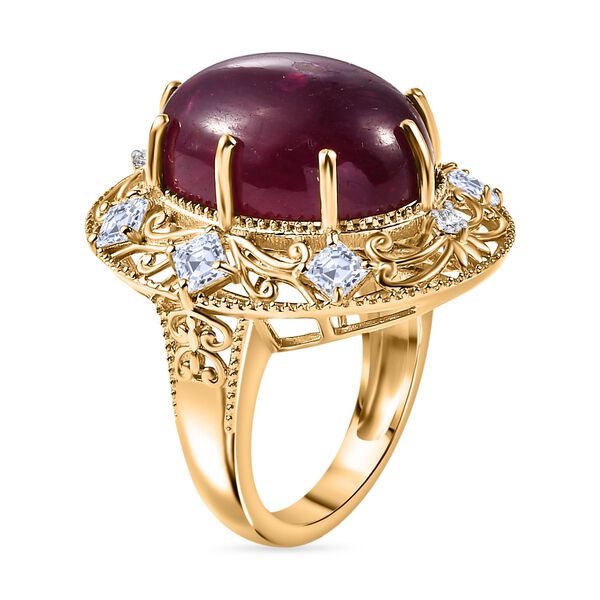 AA Afrikanischer Rubin und Zirkon-Ring - 21,43 ct. image number 7