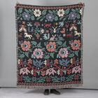 100% Baumwolle, handgewebte Jacquard-Häkeldecke mit Fransen, Blumenmuster, Größe 50x60 cm, Schwarz image number 1