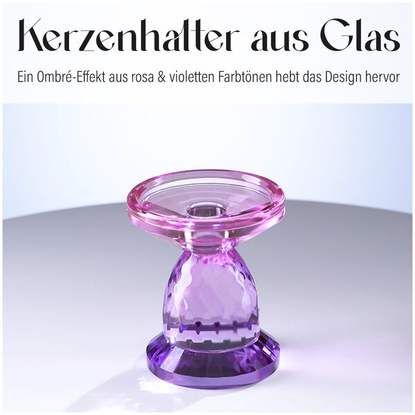 Kerzenhalter aus Glas, Rosa und lila image number 5