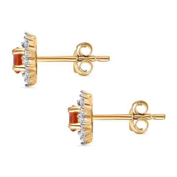 AAA Mexikanischer purpurroter Feueropal und Zirkon Ohrringe - 1 ct. image number 5