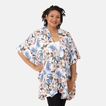 Muster Kimono mit R&uuml;schen, Einheitsgr&ouml;&szlig;e Tropical