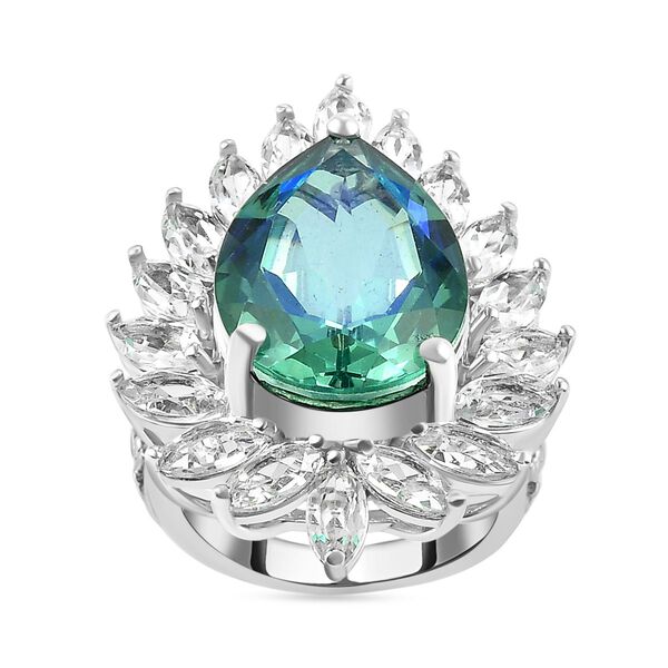 Pfau Triplett Quarz und weißer Topas-Ring, 925 Silber platiniert  ca. 15,54 ct image number 4