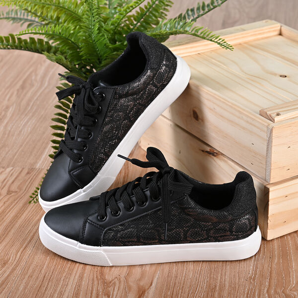 LA MAREY Sneaker aus Kunstleder, Schlangenhautmuster, Gr&ouml;&szlig;e 39, Schwarz image number 3