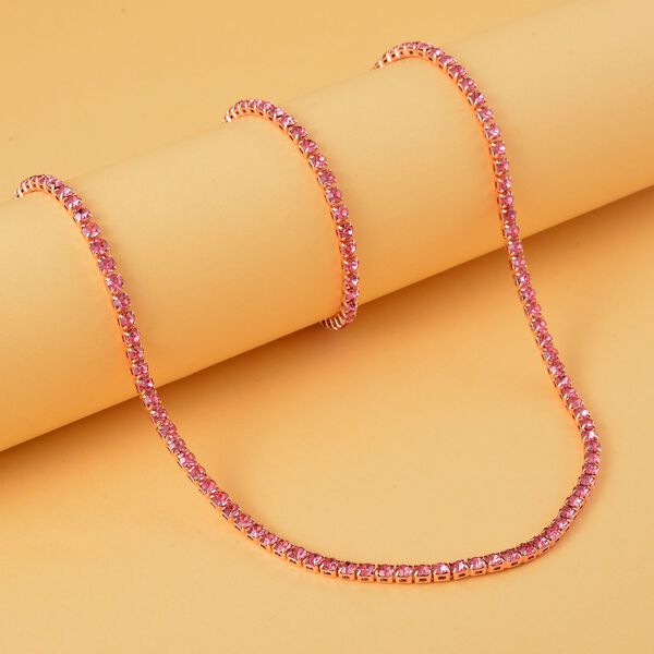 2er-Set - verstellbare, rosa Kristall-Halskette und Armband - 0,50 ct. image number 1