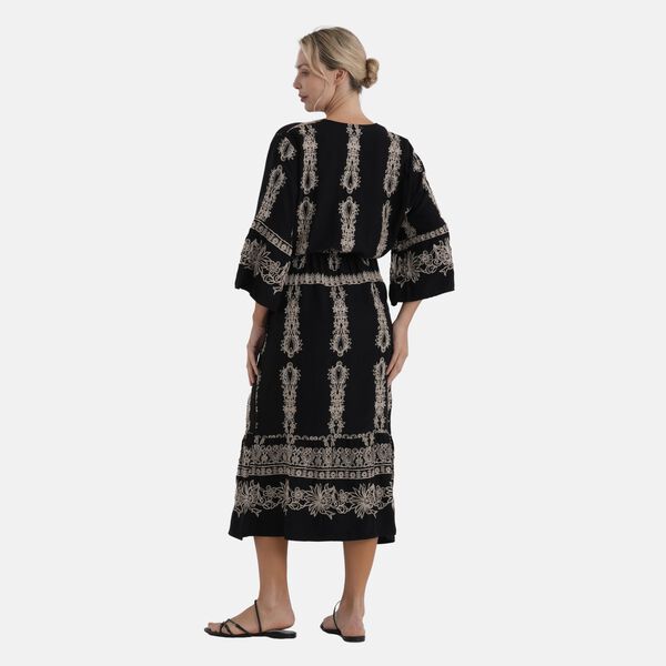  La Marey cotton Elastic waist v-neck  print dresses image number 5