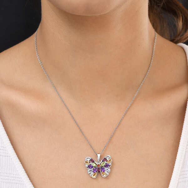 Mehrfarbiger Edelstein-Anh&auml;nger, 925 Silber platiniert ca. 4,15 ct image number 2