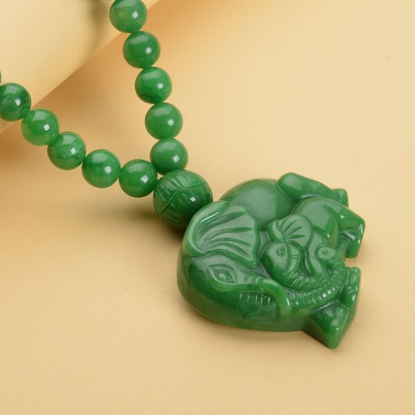 Gr&uuml;ne Jade Halskette, ca. 45 cm, 925 Silber rhodiniert ca. 770,00 ct image number 2