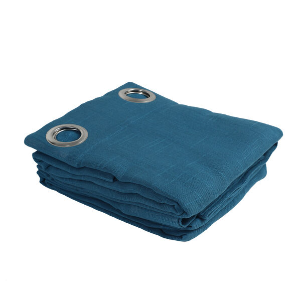 2er Set: Paar Vorhänge in Leinenoptik mit Ösen, Größe 122x244 cm, Blau image number 4