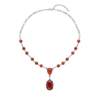 Rotes Achat Collier, ca. 45 cm, silberfarben ca. 70.00 ct
