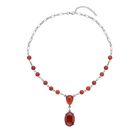 Rotes Achat Collier, ca. 45 cm, silberfarben ca. 70.00 ct image number 0