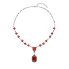 Rotes Achat Collier, ca. 45 cm, silberfarben ca. 70.00 ct