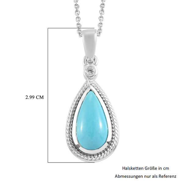 Nat&uuml;rlicher Sleeping Beauty T&uuml;rkis und Zirkon-Anh&auml;nger mit Kette in Silber image number 6