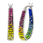 Multichrom Kristall-Ovale Reif-Creolen, Messing rhodiniert