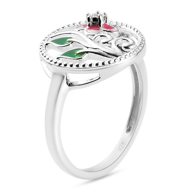 Diamant Blumen Ring 925 Silber image number 4