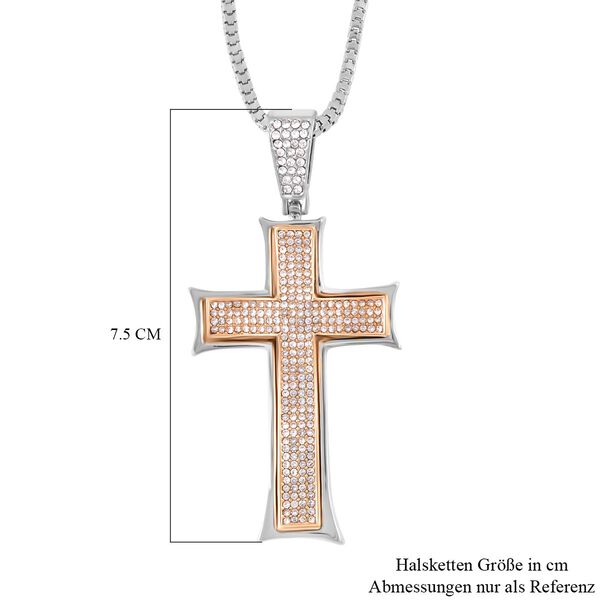 Wei&szlig;er Kristall-Kreuz-Anh&auml;nger mit Kette, 73 cm image number 4