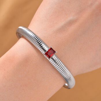 Rotes Kristall Armband, flexibel, Reiner Edelstahl