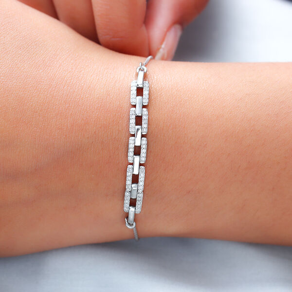 Verstellbares Diamant-Armband in Silber image number 3