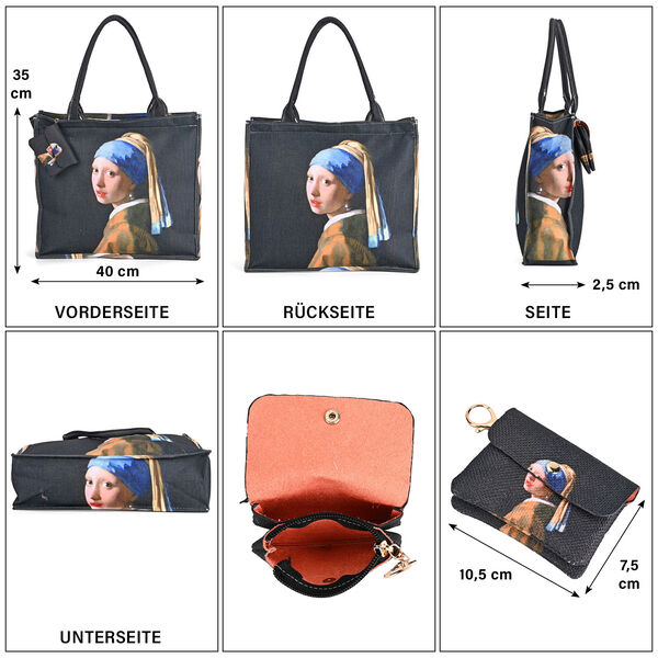 2er Set Shopper und Geldb&ouml;rse - M&auml;dchen mit dem Perlenohrring image number 5