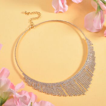 Kristall-Wasserfall-Design Halskette, ca. 40.5 cm, goldfarben