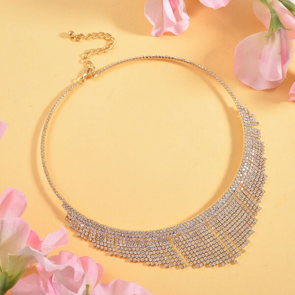 Kristall-Wasserfall-Design Halskette, ca. 40.5 cm, goldfarben image number 1