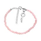 Rosenquarz Schlüssel Armband, ca. 19 cm + 5 cm Extender, Edelstahl rhodiniert ca. 25.00 ct