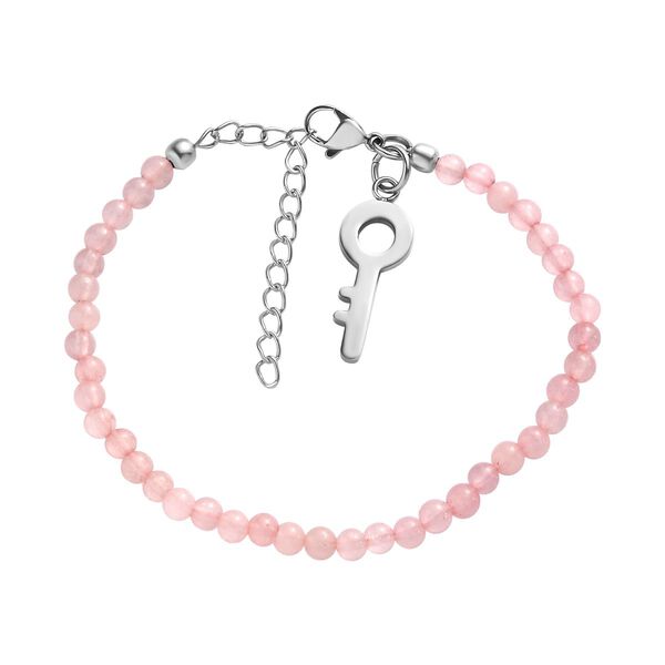 Rosenquarz Armband mit Anh&auml;ngern, 19 cm - 25 ct.