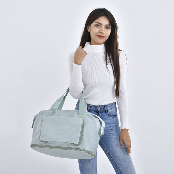 Nylon Faltbare Reisetasche Gr&ouml;&szlig;e: 40*28*23cm, 2 Steckf&auml;cher, mintgr&uuml;n image number 2