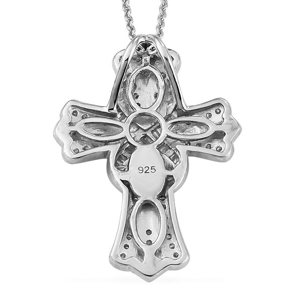 Diamant Kreuz-Anh&auml;nger mit Kette in Silber image number 5