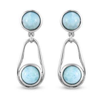 Larimar Ohrringe 925 Silber platiniert ca. 3,14 ct