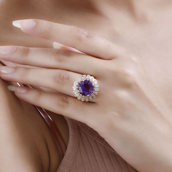 Afrikanischer Amethyst und Zirkon-Cocktail-Ring - 4,41 ct. image number 3