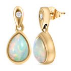 Natürliche, äthiopische Opal und weiße Zirkon-Ohrringe, 925 Silber vergoldet ca. 0,94 ct image number 3