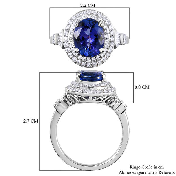 RHAPSODY - AAAA Tansanit und Diamant VS E-F Ring, 950 Platin  ca. 3,40 ct image number 7