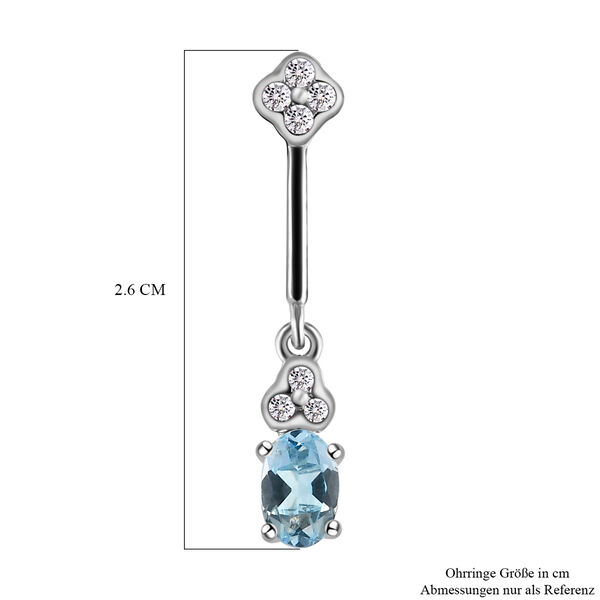 Espirito Santo Aquamarin und weiße Zirkon-Ohrringe, 925 Silber platiniert ca. 1,16 ct image number 6
