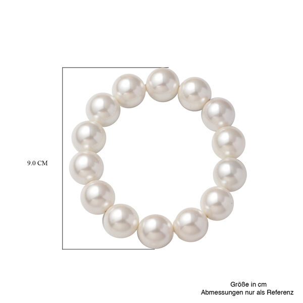 Flexibles, wei&szlig;es Muschelkernperlen-Armband, ca. 19 cm image number 3